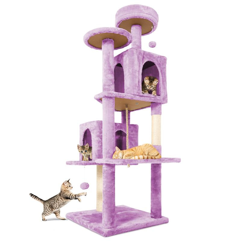 【Back to School】Wecharmer 58" Cat Tree Cat Tower for Indoor Cats Tall Condos Scratching Post with Hanging Toy Cat Furniture for Kitten Pets Play