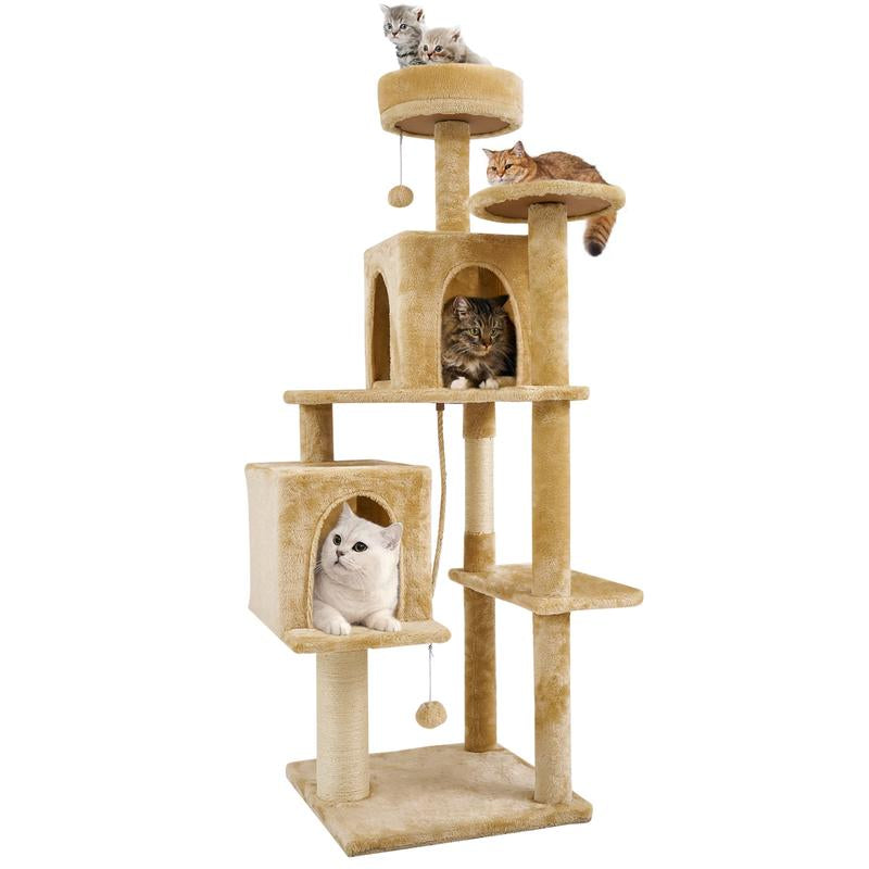 【Back to School】Wecharmer 58" Cat Tree Cat Tower for Indoor Cats Tall Condos Scratching Post with Hanging Toy Cat Furniture for Kitten Pets Play
