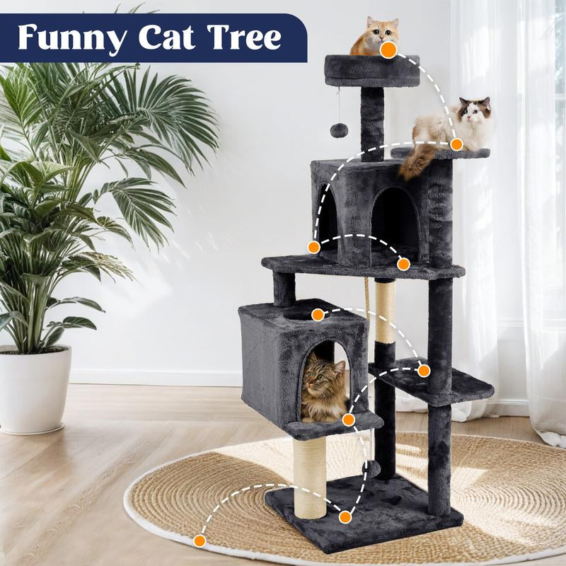 【Back to School】Wecharmer 58" Cat Tree Cat Tower for Indoor Cats Tall Condos Scratching Post with Hanging Toy Cat Furniture for Kitten Pets Play