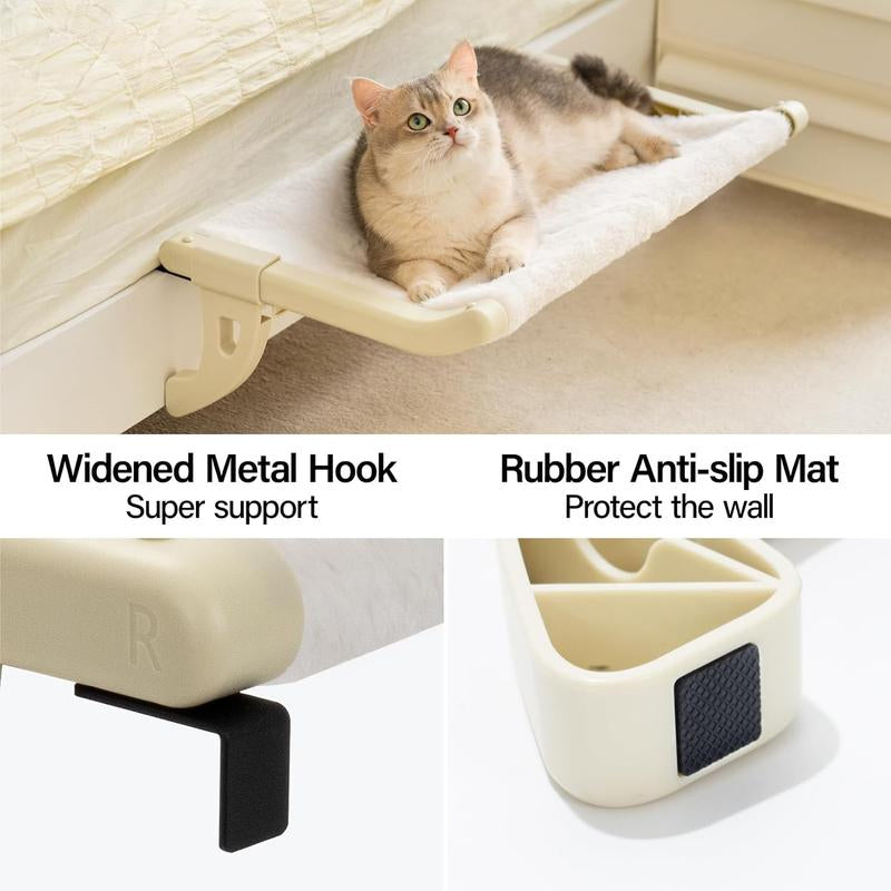MEWOOFUN Cat Window Perch, Window Sill Mount Cat Hammock for Indoor Cats, Adustable Hammock with Removable Covers for Cat Bed Attach to Bedside