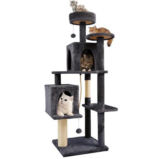 【Back to School】Wecharmer 58" Cat Tree Cat Tower for Indoor Cats Tall Condos Scratching Post with Hanging Toy Cat Furniture for Kitten Pets Play