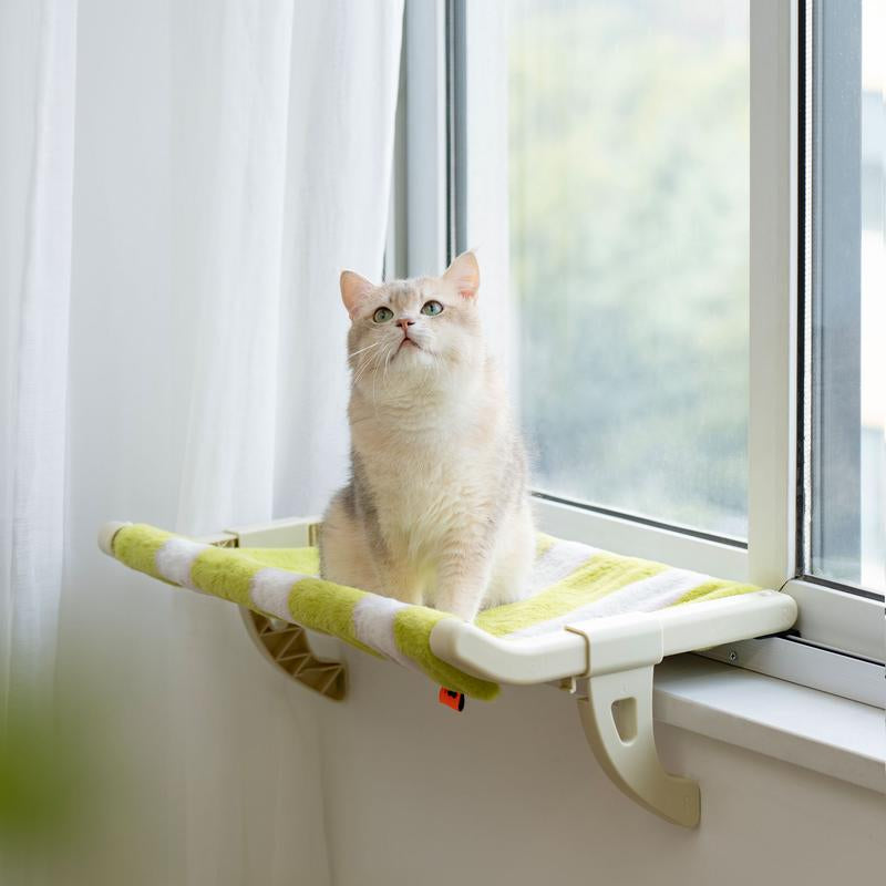 MEWOOFUN Cat Window Perch, Window Sill Mount Cat Hammock for Indoor Cats, Adustable Hammock with Removable Covers for Cat Bed Attach to Bedside