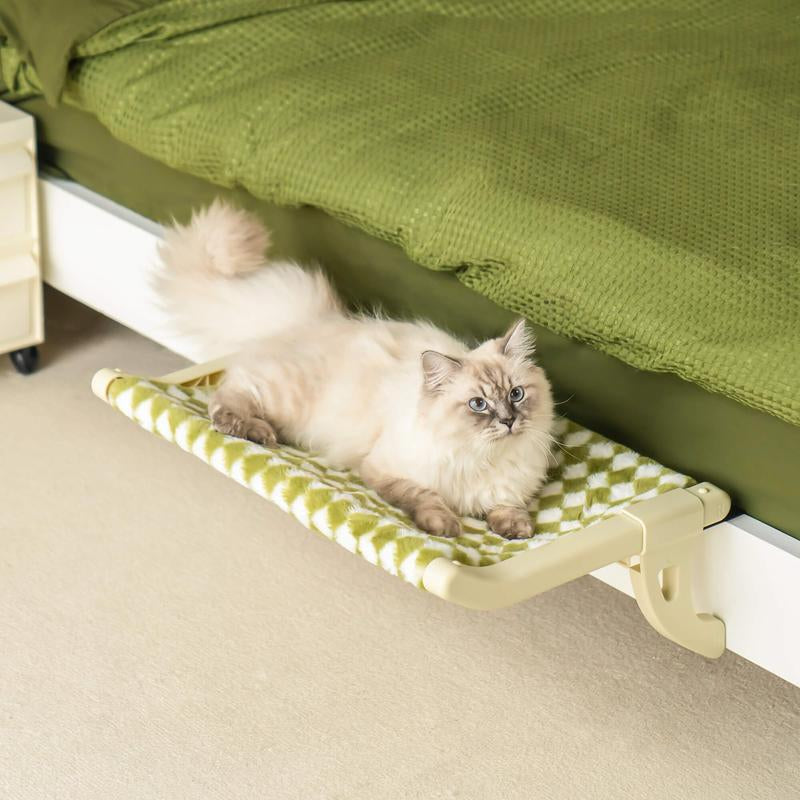 MEWOOFUN Cat Window Perch, Window Sill Mount Cat Hammock for Indoor Cats, Adustable Hammock with Removable Covers for Cat Bed Attach to Bedside